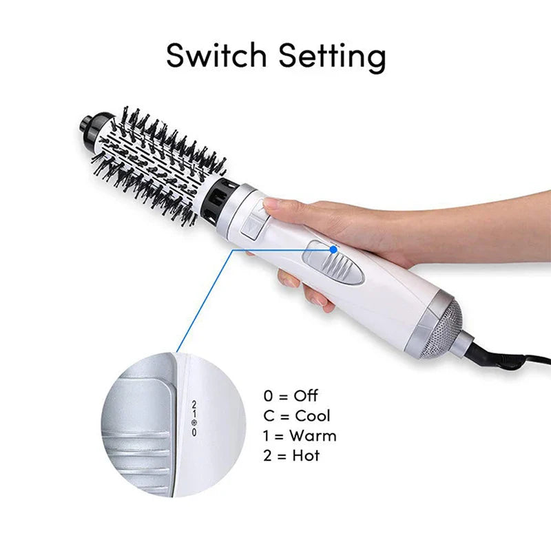 Automatic Rotating Hot Air Brush 2-in-1 – 360° Curling Iron & Hair Dryer Comb for Salon-Style Styling