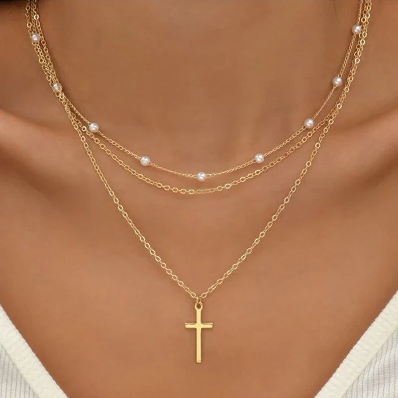 LATS Pearl Choker Necklace for Women – Double Layer Heart Pendant Jewelry Gift