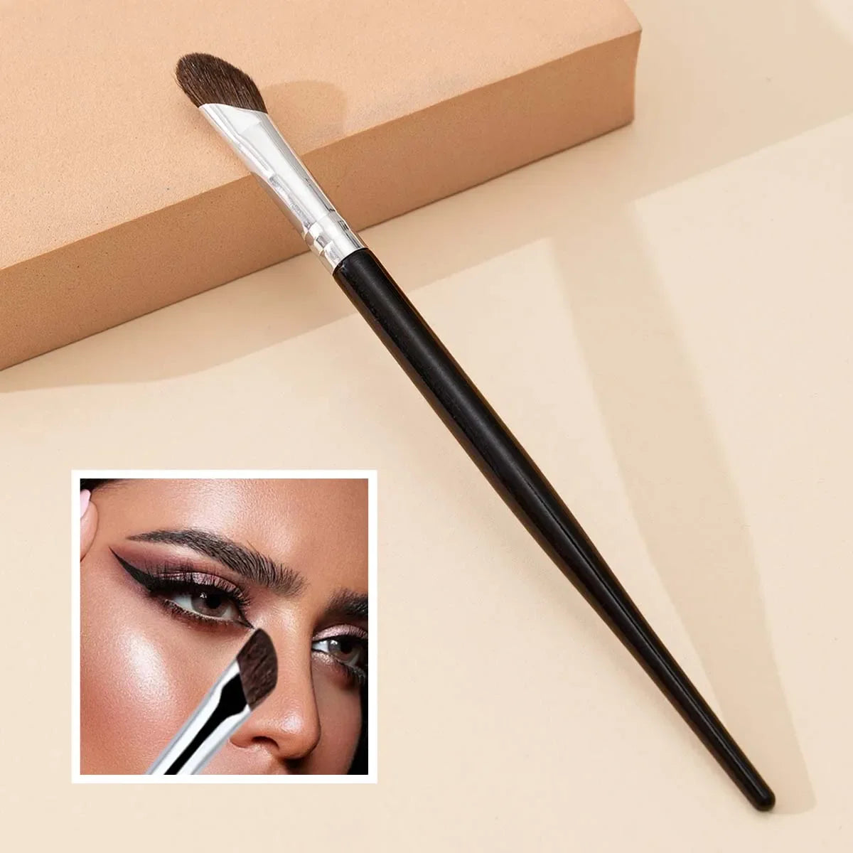 Scythe Nose Shadow & Beveled Highlighter Blending Brush - Beauty Tool for Precision Contouring