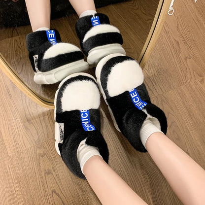 2025 Winter Warm Plush Slippers – High-Top Platform Indoor Snow Boots for Women & Men, Cozy Home Shoes with Soft Lining