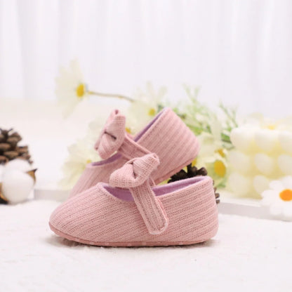 Adorable Bowknot Mary Jane Baby Girl Shoes — Lightweight Non-Slip Soft Sole for Indoor & Outdoor Walking