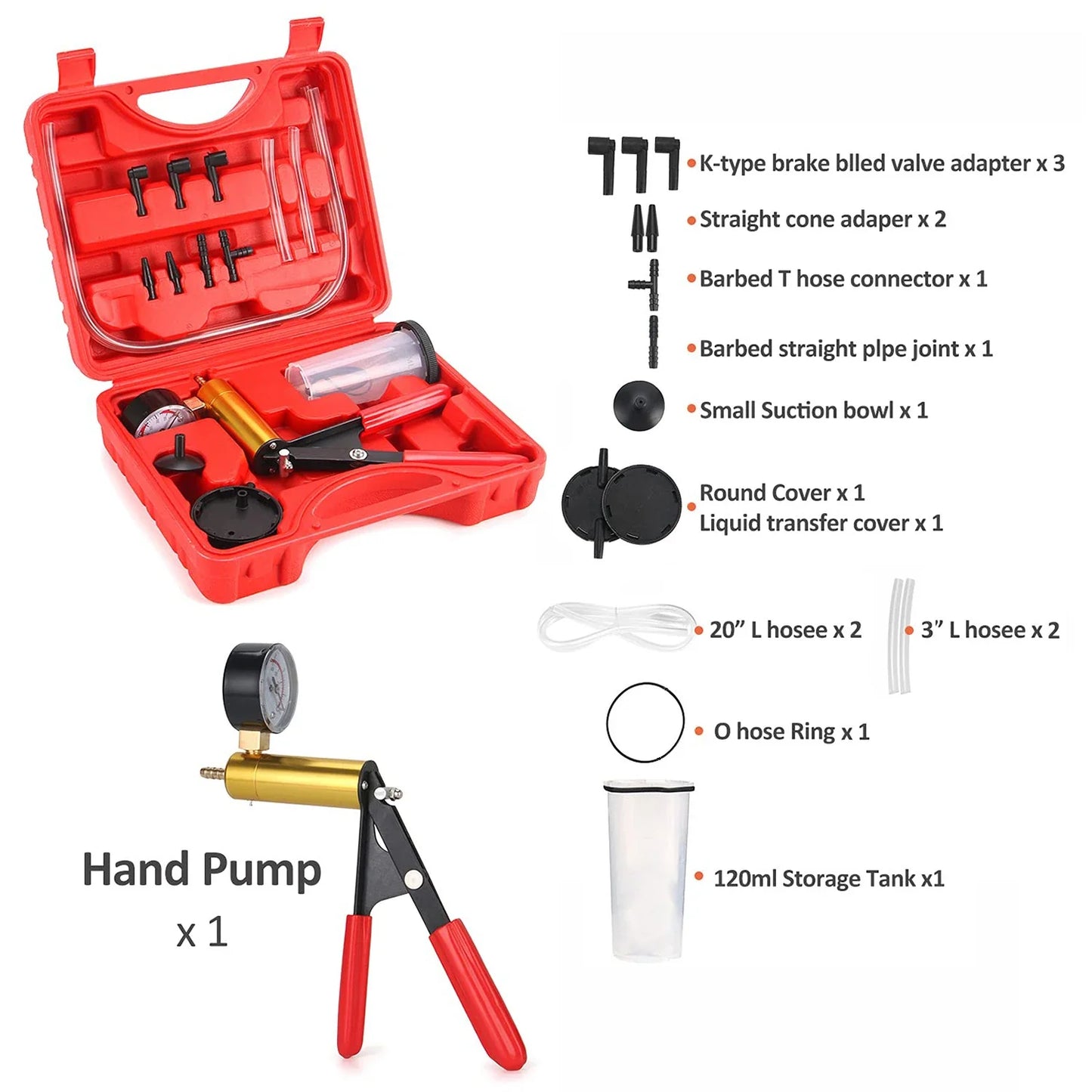 2-in-1 Handheld Vacuum Brake Bleeder Kit with One-Man Brake & Clutch Bleeding System and Protective Case