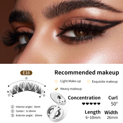 Brown Magnetic False Eyelashes – Natural, Lightweight Eye Makeup Set with Applicator & Carry Box