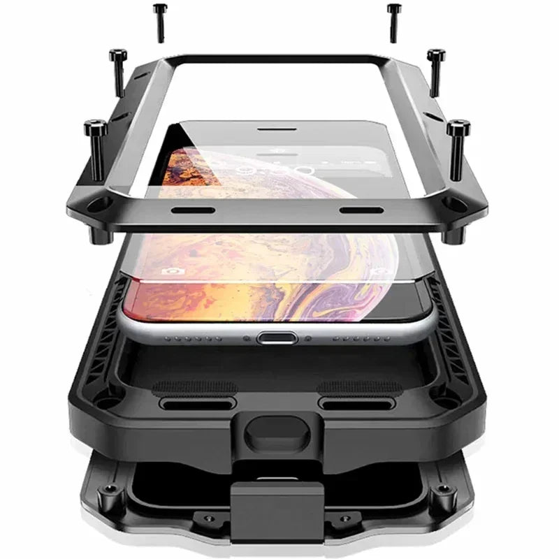 Heavy Duty Metal Doom Armor Case for Galaxy S25/S24/S23/S22/S21/S20 Ultra/S10 Plus/Note 20/10 – Shockproof Dust Protection