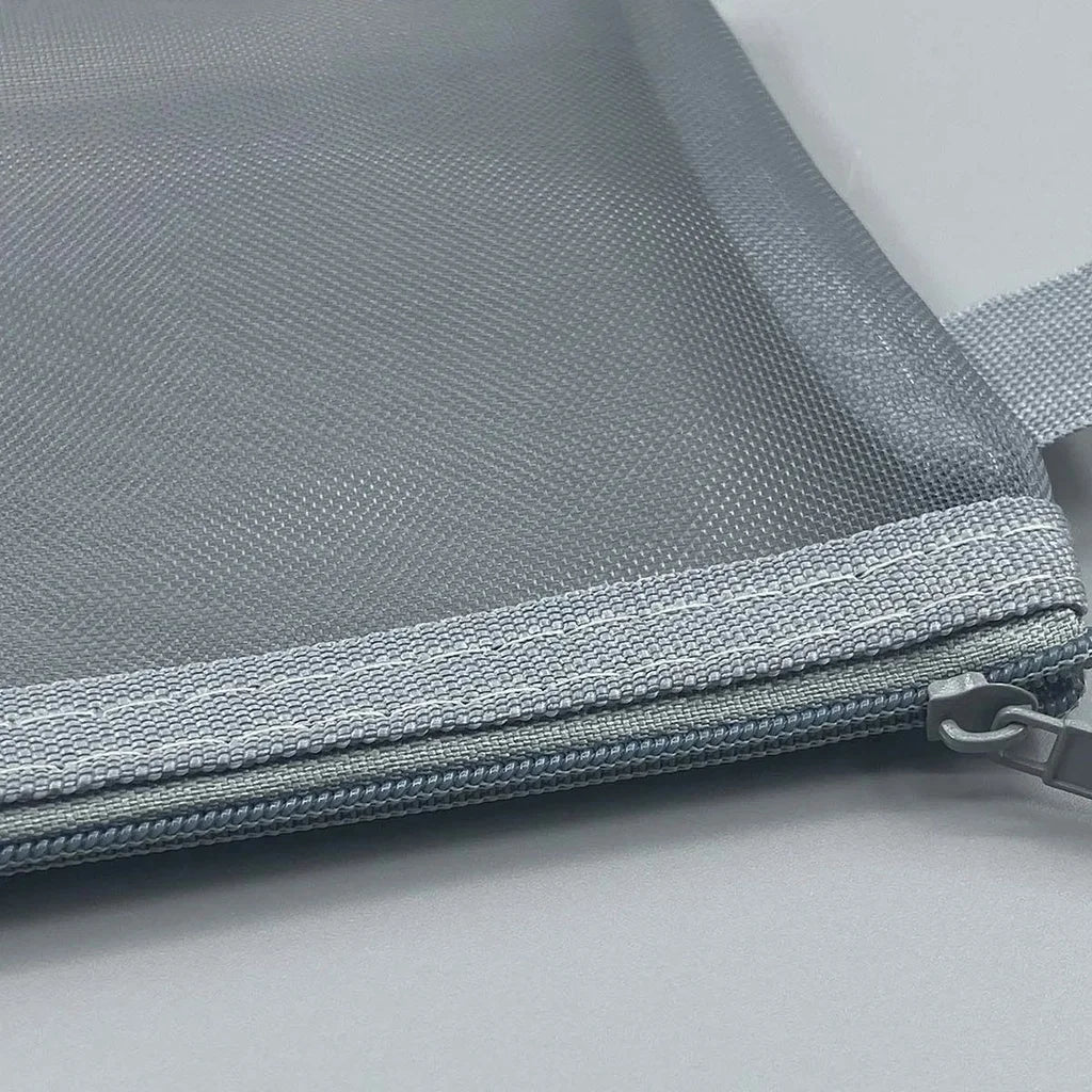 Large Transparent Mesh Pencil Case — Nylon Zip Storage Bag for School & Office Supplies