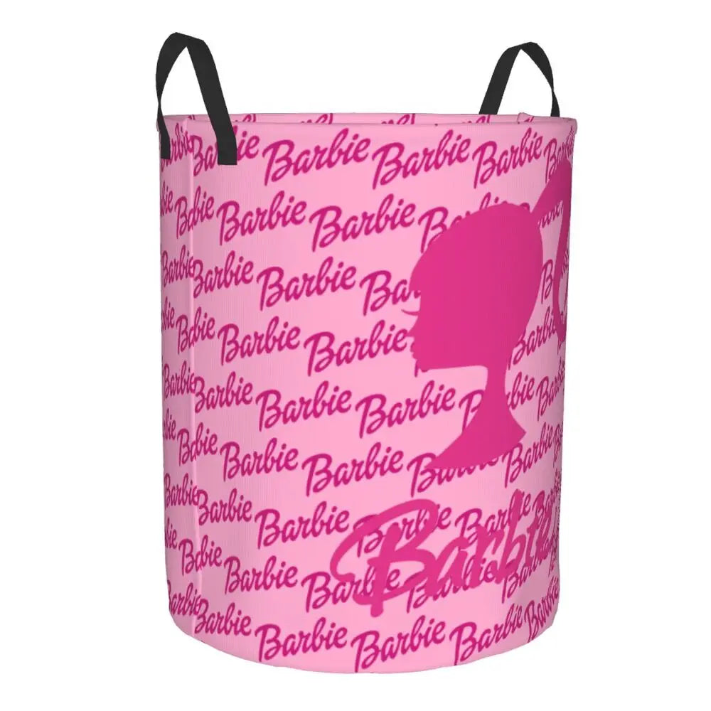 Custom Barbie Logo Laundry Basket – Collapsible Large Capacity Clothes Storage Bin, Disney Baby Hamper