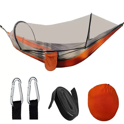 2-in-1 Camping Hammock with Mosquito Net - Ultralight Parachute Nylon Hanging Bed for Outdoor Travel & Backyard