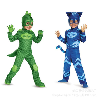 Kids Blue Pajama Hero Costume with Mask — Anime Cosplay Outfit for Boys & Girls