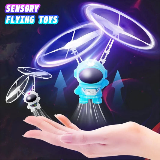 Mini Astronaut Drone Toy — Cartoon Spaceman Flying Robot with USB Charging & Hand Control for Kids