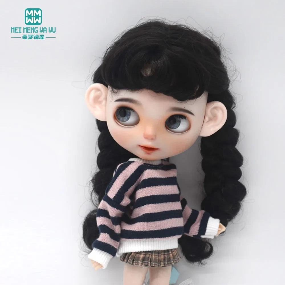 Blythe Doll Accessories Set – Fashion Sweatshirt, Shoe Covers & Sneakers for Blythe & Azone Dolls, Christmas Gift