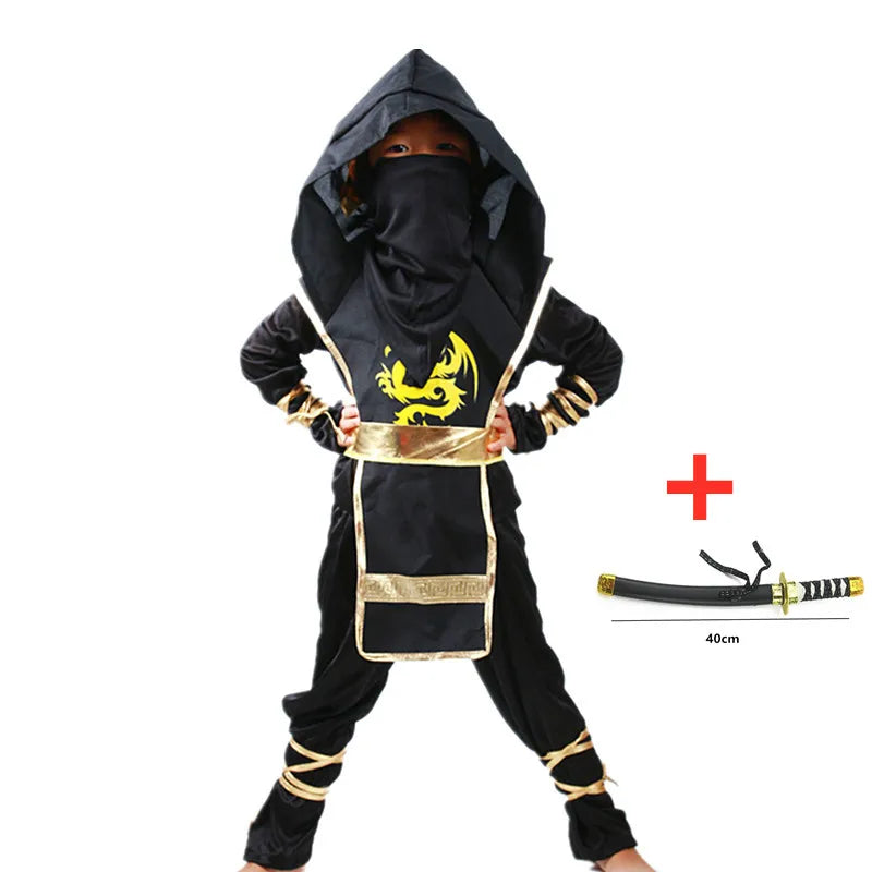 Boys Ninja Deluxe Costume for Kids – Kung Fu Outfit with Weapon Accessories & Bayonet, Halloween Ideas & Gifts