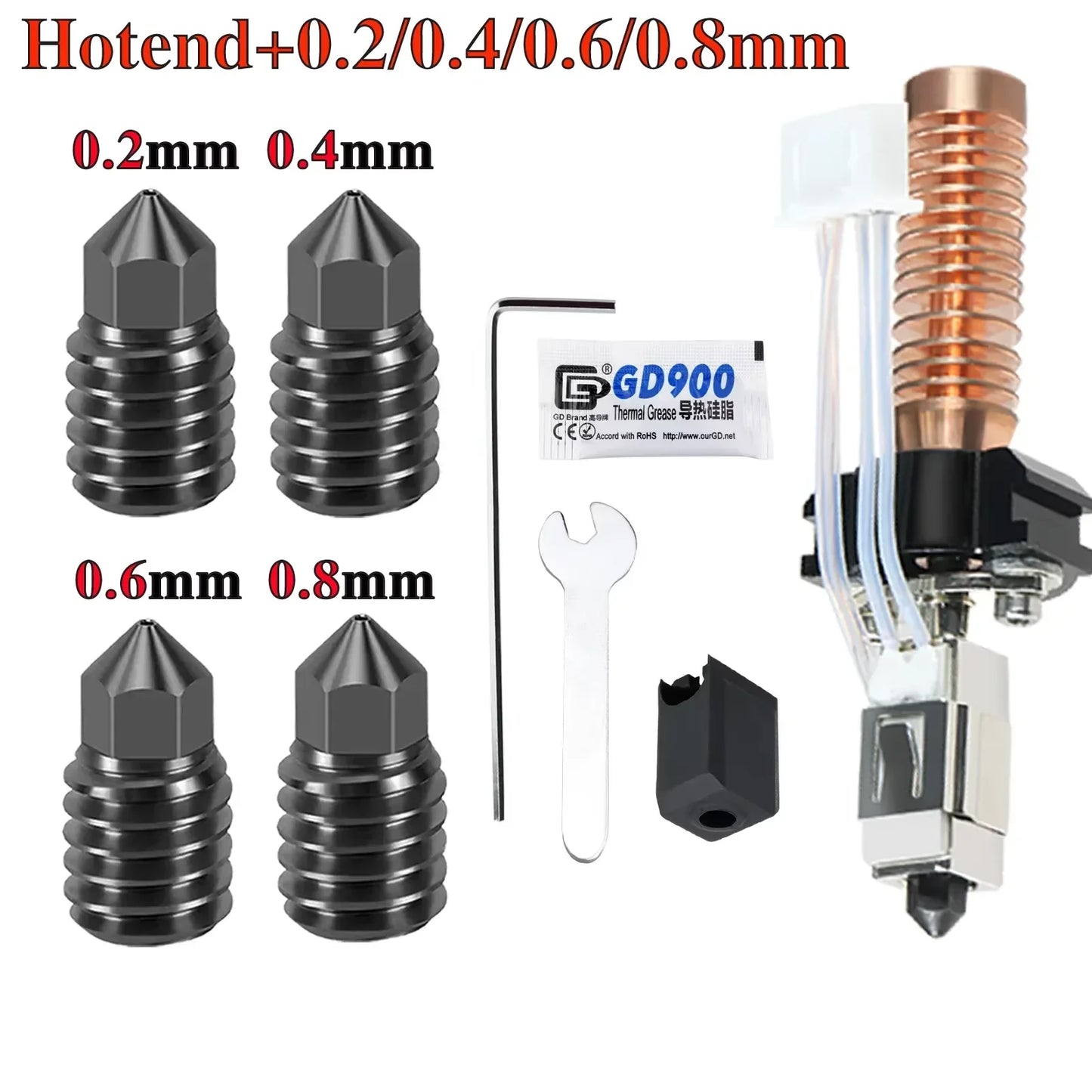 Hotend Kit for Flashforge Adventurer 5M/5M Pro - Ceramic Heating Block, 280℃ Hot End & Hard Steel Nozzle for 3D Printing