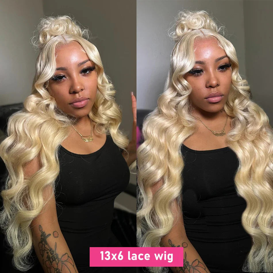 Melodie 34 Inch 613 Honey Blonde Color Wig - HD Transparent Body Wave 13x6 Frontal Human Hair Wig for Women, 13x4 Lace Front Wig