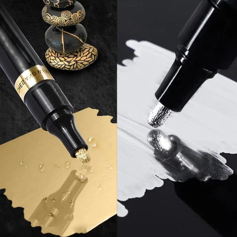3/2/1pcs Chrome Mirror Marker Pen – 2mm DIY Reflective Paint Pen for Permanent Gold & Silver Touch-Up, Model Painting & Marking