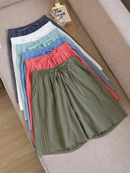 2026 Women's Cotton Summer Shorts - High Waist Loose Fit Casual Shorts with Pockets
