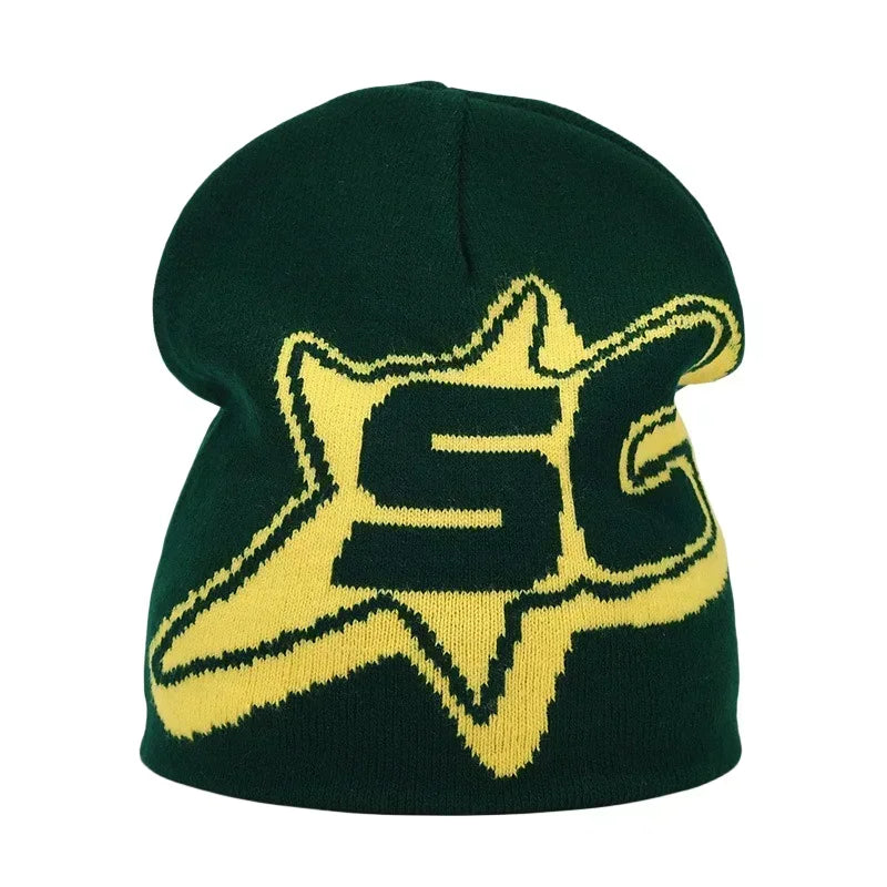 Y2K Letter Knitted Beanie Cap – Unisex Winter Autumn Warm Ski Skullcap, Hip Hop Streetwear Ear Cover Hat for Men & Women