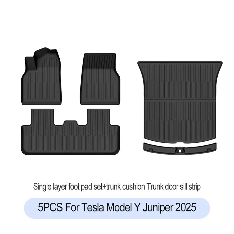 Tesla Model Y Juniper 2025+ TPE Floor Mats Set – Premium All-Weather Cargo & Trunk Liner, Wear-Resistant Car Interior Foot Protection Mats