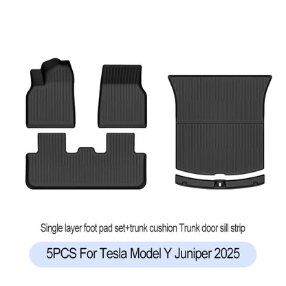 Tesla Model Y Juniper 2025+ TPE Floor Mats Set – Premium All-Weather Cargo & Trunk Liner, Wear-Resistant Car Interior Foot Protection Mats