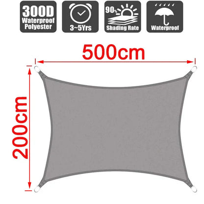 Outdoor Waterproof Sun Shade Sail – Rectangle Canvas Awning for Garden, Terrace, Pool & Car Sun-Shelter
