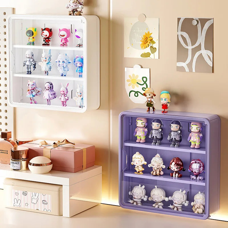 Wall-Mounted Doll Blind Box Storage Rack – Magnetic Suction Figurine Display Cabinet, Dustproof Handheld Box for Collectibles
