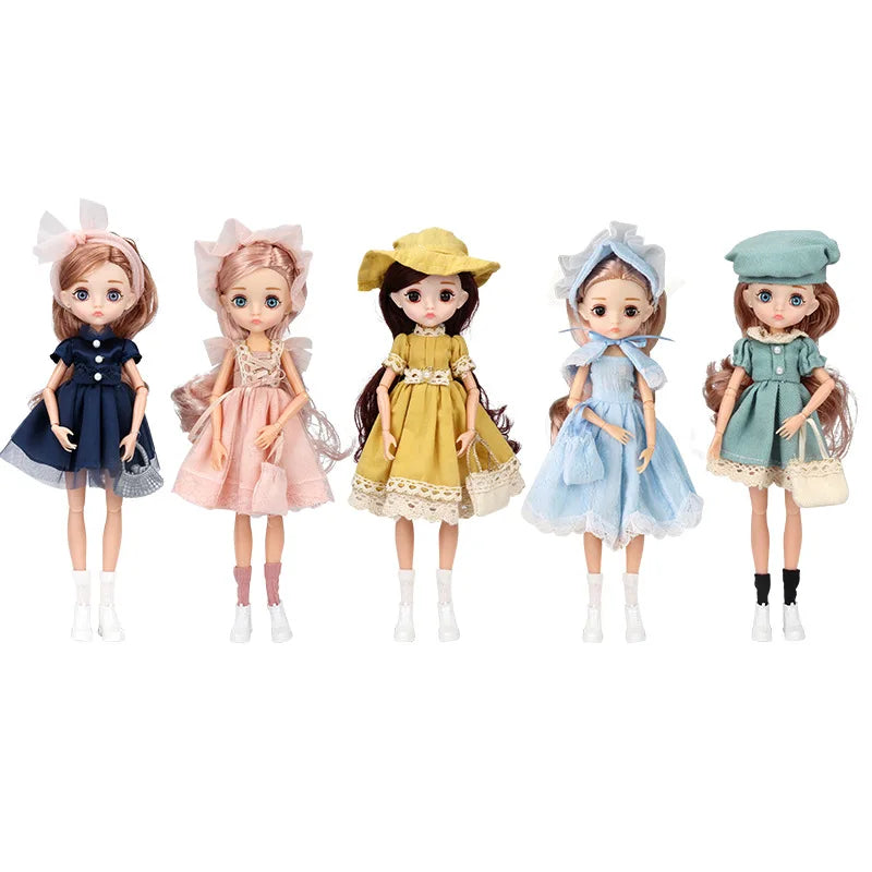 Slim 26cm BJD Doll for Girls – 13 Movable Joints with Princess Outfit, Blue Eyes & Eyelash Accessories
