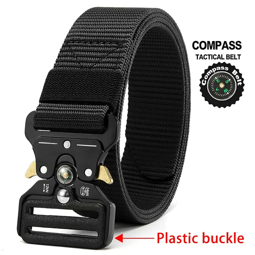 Men's Tactical Multi-Function Belt: Army Outdoor Hunting Compass, Combat Survival Marine Corps Canvas Nylon Luxury Accessory