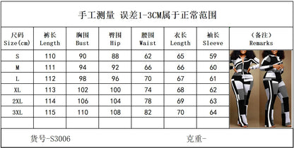 Women’s 2023 Autumn Two-Piece Set – Geometric Print Stand Collar Zip-Up Top & Casual Sporty Pants