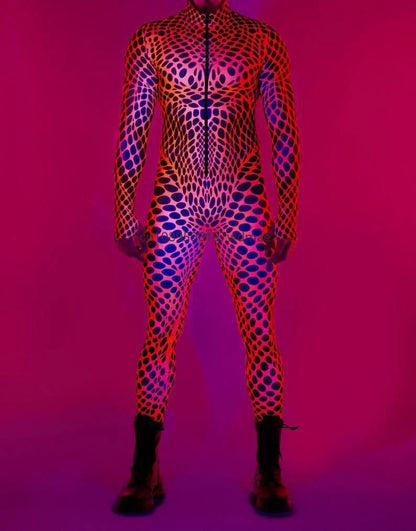 Men's Cyberpunk Muscle Bodysuit - Sci-Fi Printed Cosplay Zentai Costume for Carnival, Stage & Performance Events