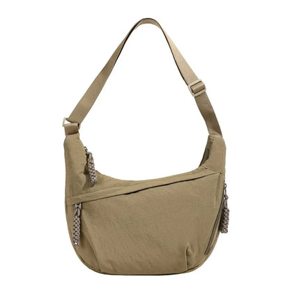 Women’s Casual Canvas Crossbody Bag – Large Capacity Lightweight  Hobo Shoulder Bag Solid Color Dumpling Bag