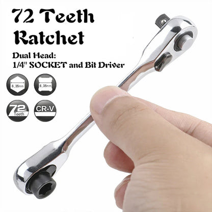 Mini Treble 1/4 Ratchet Wrench Set | Double-Ended Quick Socket Screwdriver Hex Torque Wrenches Spanner