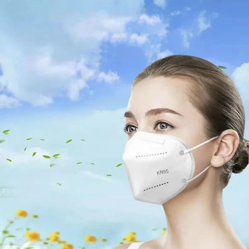 50/100PCS Adult KN95 Masks – Black & White, 5-Layer Dustproof Face Mask with Breathable Design & Adjustable Nose Bridge