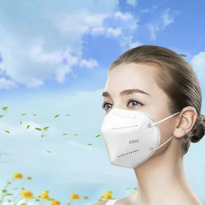50/100PCS Adult KN95 Masks – Black & White, 5-Layer Dustproof Face Mask with Breathable Design & Adjustable Nose Bridge