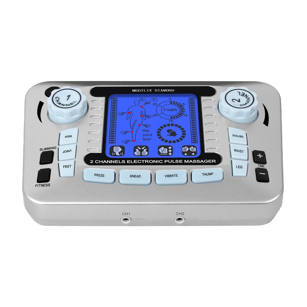 12 Modes Digital Electric Pulse Massager – TENS EMS Muscle Stimulator for Pain Relief & Body Therapy
