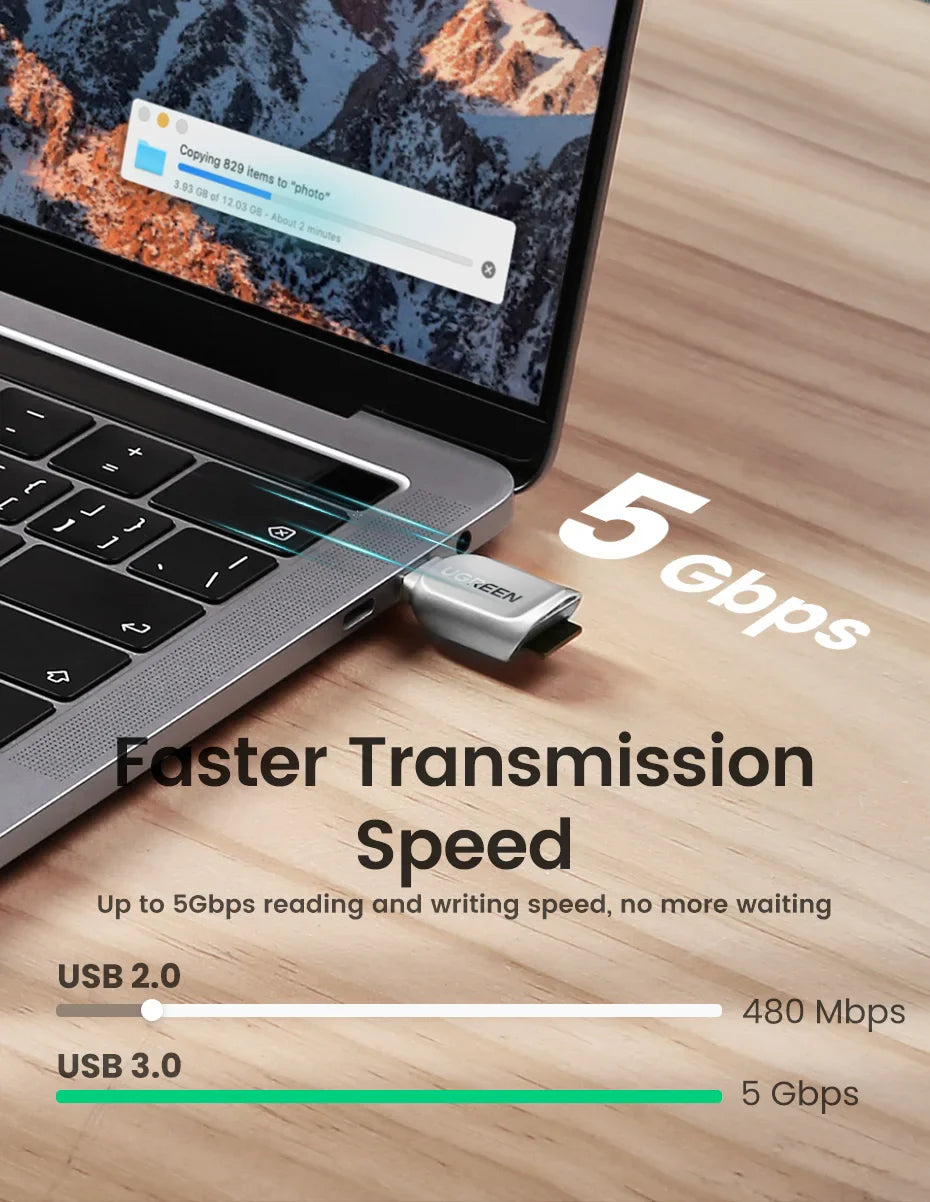 UGREEN USB-C to Micro SD/TF Card Reader – USB 3.0 OTG Adapter for Laptop, PC, Tablet & Phone (Windows/MacOS)