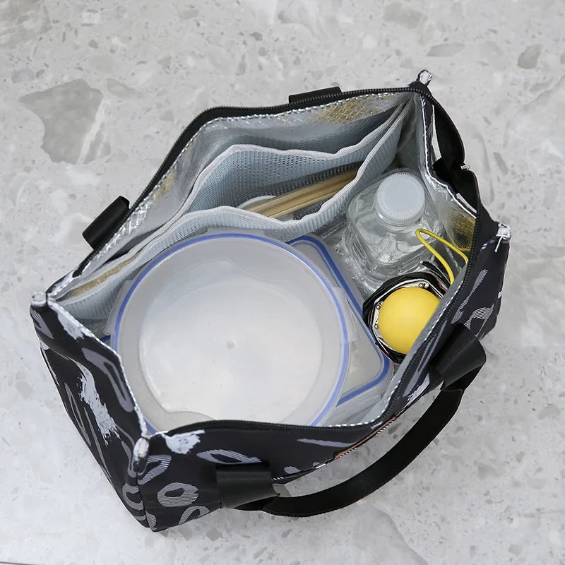Insulated Commuter Lunch Bag with Storage Pouch — Portable Handbag for Office, Thermal Food Carrier with Meal Box Included