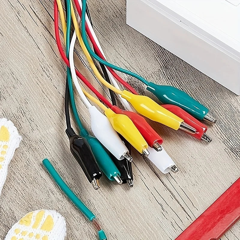10PCS Alligator Clips Set - Electrical DIY Test Leads, Double-Ended Crocodile Clips & 46CM Jumper Wire