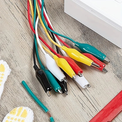 10PCS Alligator Clips Set - Electrical DIY Test Leads, Double-Ended Crocodile Clips & 46CM Jumper Wire