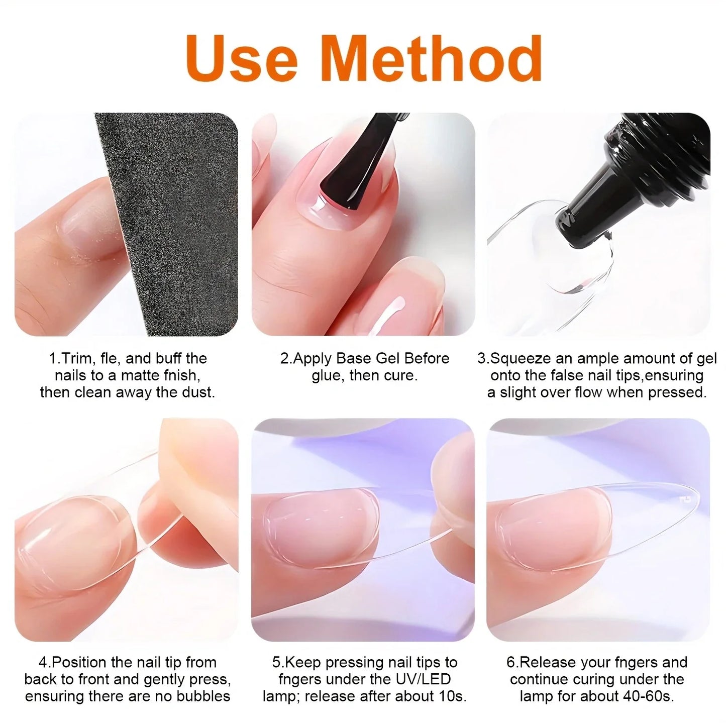 Solid Nail Glue Gel for Press-On Nails – Super Strong Acrylic Nail Gel for Manicure Extensions, Long-Lasting