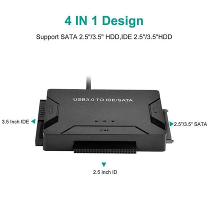 USB 3.0 to SATA IDE Adapter Cable – 3-in-1 Converter for 3.5/2.5 inch HDD/SSD, CD/DVD ROM, CD-RW
