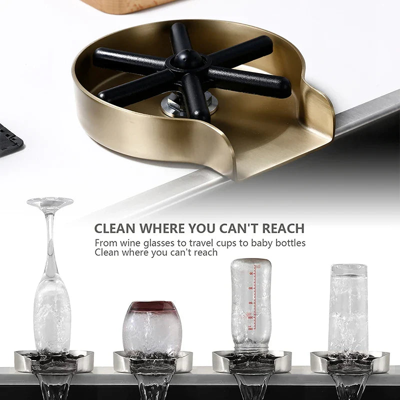 Stainless Steel Sink Faucet Glass Rinse Cup – High-Pressure Automatic Washer for Home, Bar, Coffee & Tea