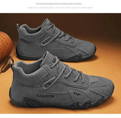 2024 Men’s Spring Ankle Boots – Casual Lace-Up Khaki Sneakers, Non-Slip Work Shoes & Loafers