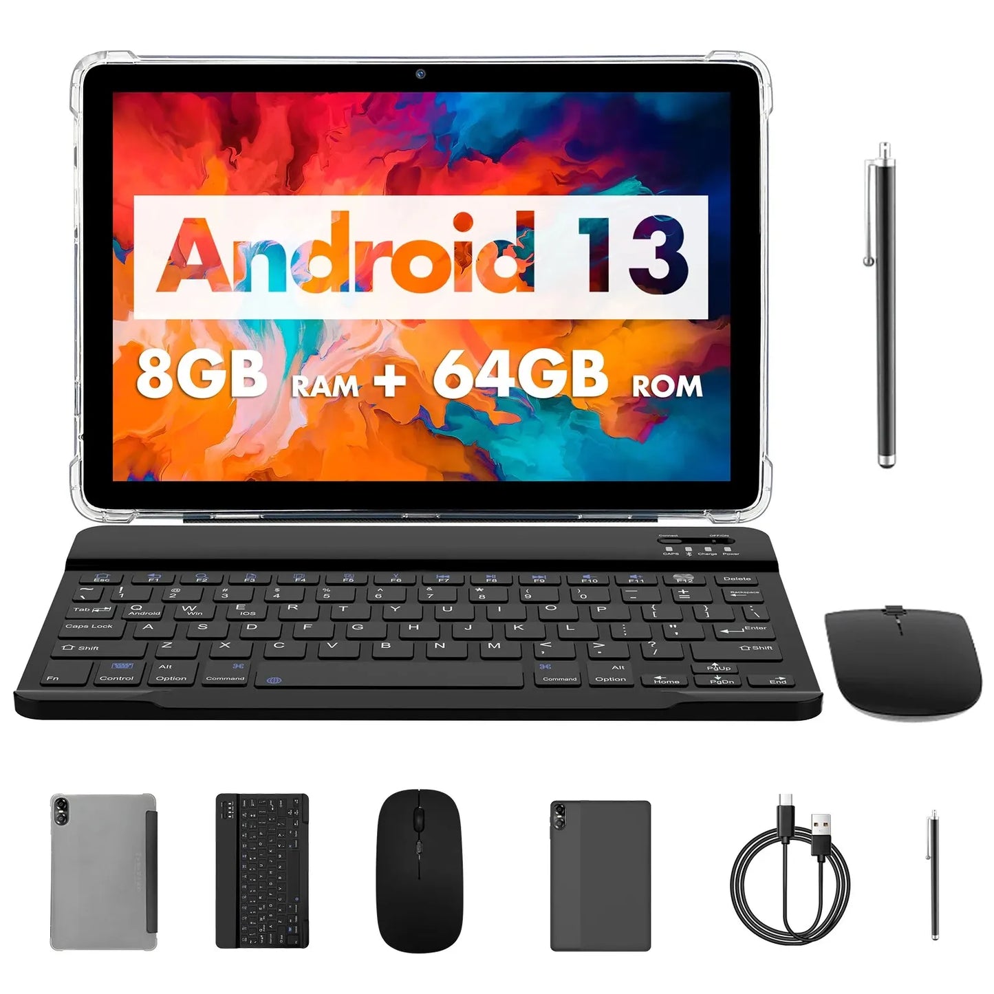 PRITOM TOUCH 10 Plus 10-Inch Android 13 Tablet – 8GB RAM, 64GB Storage (1TB Expandable), WiFi 6, BT5.0, Dual Box Speakers