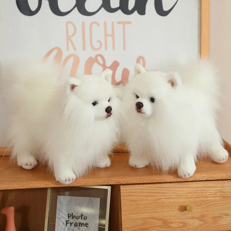 Realistic Pomeranian Plush Toy - Cute Soft Stuffed Puppy for Kids, Girls, Xmas Gifts & Home Decor