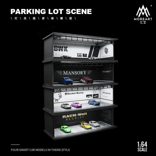 More Art 1:64 Diorama – 3D Car Assembly Lighting Model & Miniature Parking Lot Scene Props
