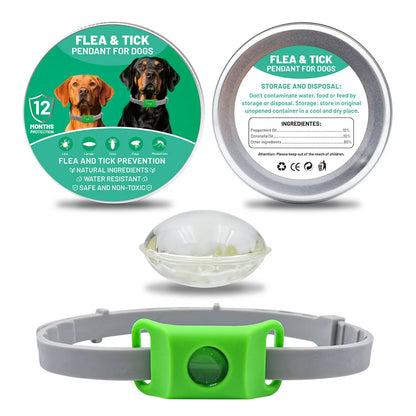 Natural Flea & Tick Repellent Pet Pendant Collar – One Size Fits All Anti-Flea Green Accessory for Dogs & Cats