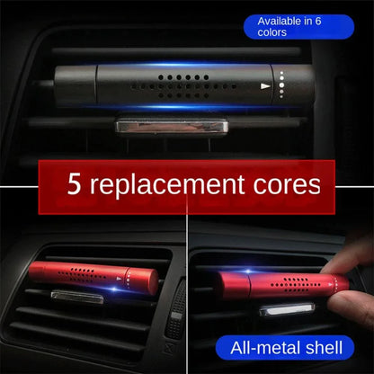 Car Air Vent Freshener – Metal Perfume Diffuser Clip with 5 Aroma Fragrance Sticks for Auto Interior