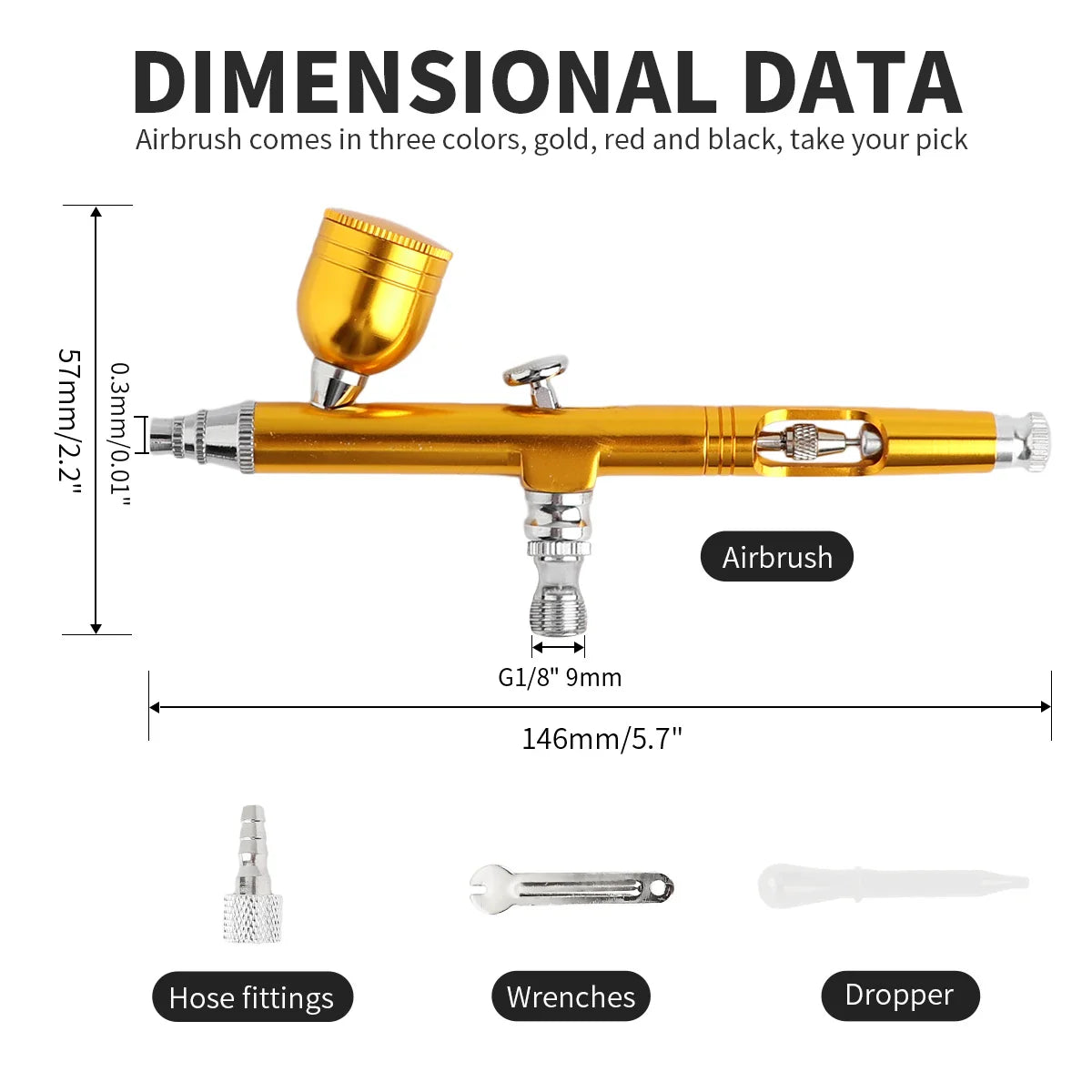 0.3mm Dual Action Gravity Feed Airbrush Kit with 7cc Quick-Release Fluid Cups – Perfect for Model Painting & Cake Art