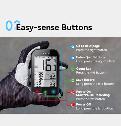 CYCPLUS M1 GPS Bicycle Computer - Bluetooth 5.0 & ANT+ Cycling Speedometer | Speed Meter Compatible with Garmin Zwift | Bike Accessories