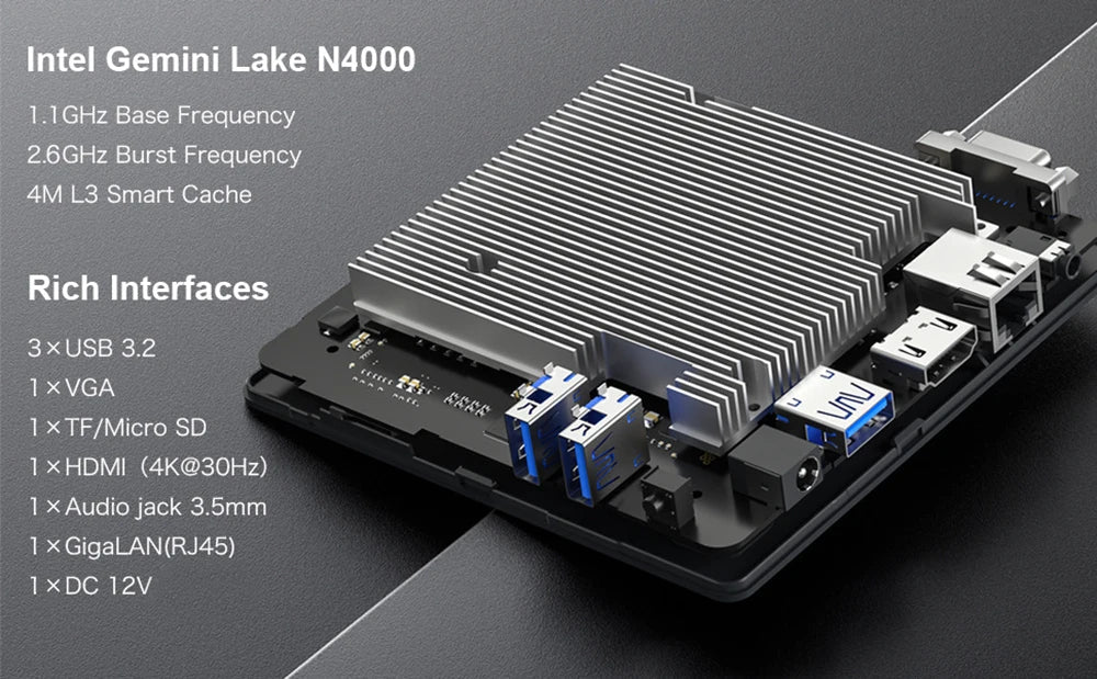 MLLSE Mini PC M2 Air – Intel Gemini Lake N4000, 6GB RAM, 128GB ROM, Dual-Band WiFi, Bluetooth, Windows 11