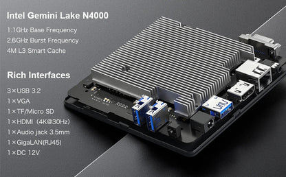 MLLSE Mini PC M2 Air – Intel Gemini Lake N4000, 6GB RAM, 128GB ROM, Dual-Band WiFi, Bluetooth, Windows 11